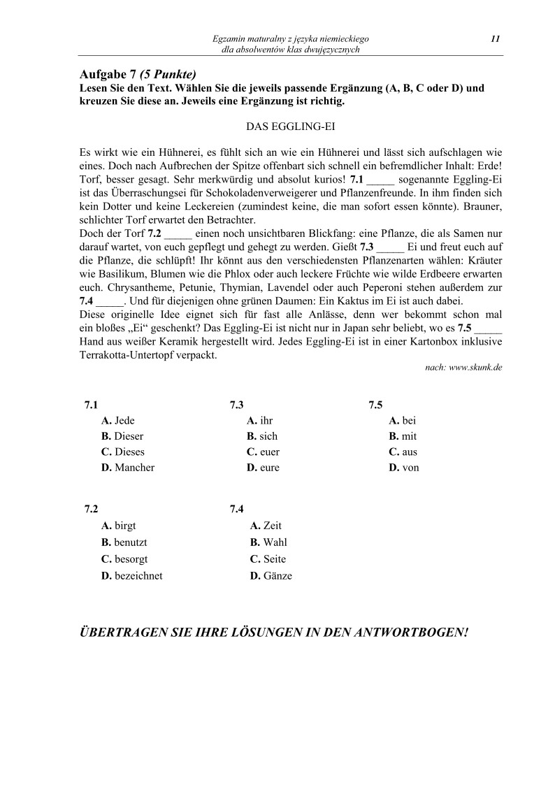 Pytania - j. niemiecki dla absolwentów klas dwujęzycznych, matura 2013-strona-11