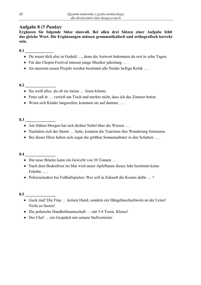 Pytania - j. niemiecki dla absolwentów klas dwujęzycznych, matura 2013-strona-12