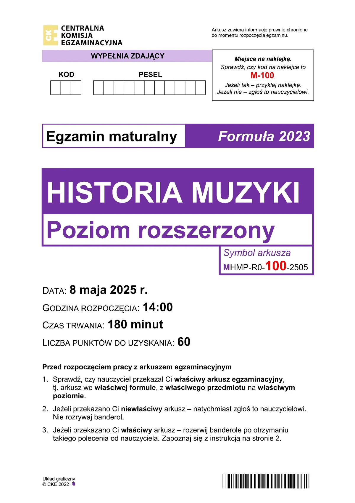 arkusz - Historia muzyki rozszerzony - matura 2025 - maj - 0001