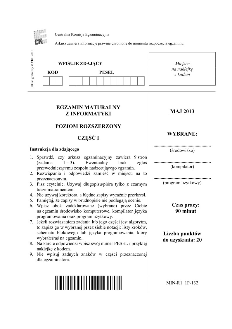 Pytania - informatyka, p. rozszerzony, część I - matura 2013-strona-01