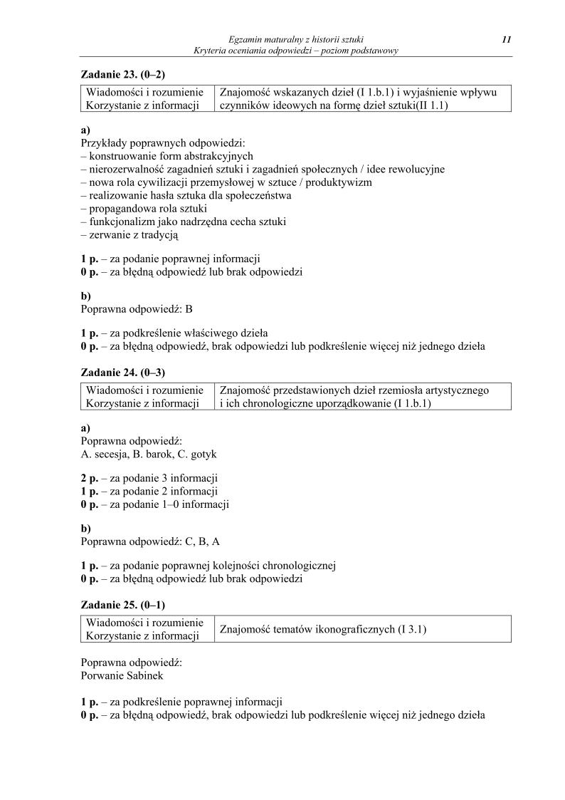 odpowiedzi - historia sztuki, p. podstawowy, matura 2013-strona-11