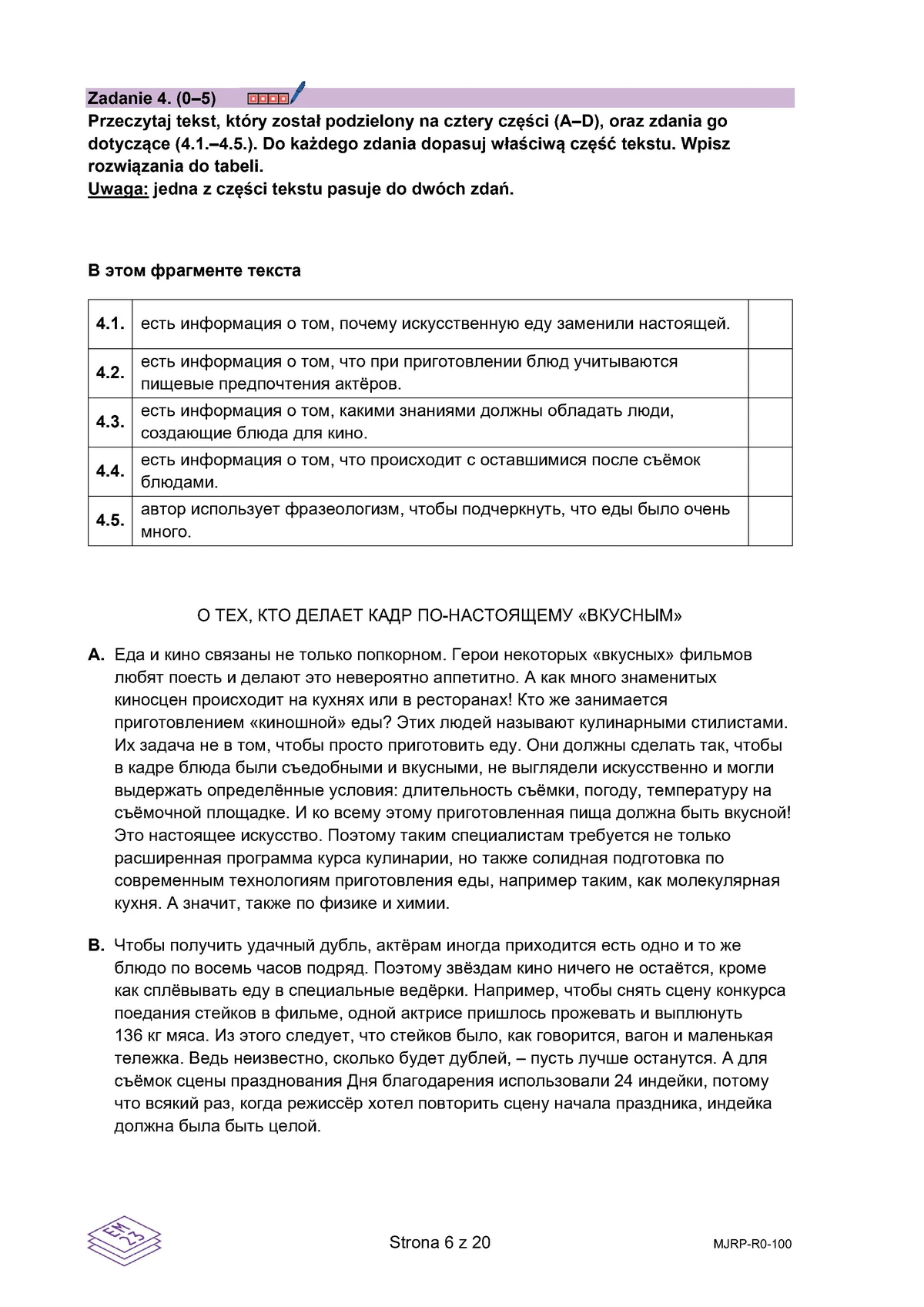 arkusz - rosyjski rozszerzony - matura 2025 - maj - 0006