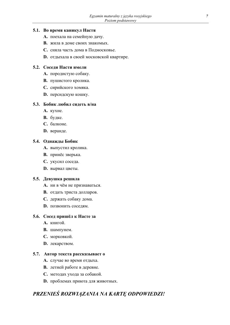 Pytania - język rosyjski, p. podstawowy - matura 2013-strona-07