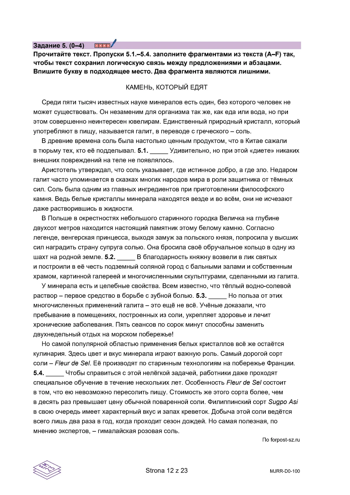 arkusz - rosyjski dwujęzyczny - matura 2025 - maj - 0012
