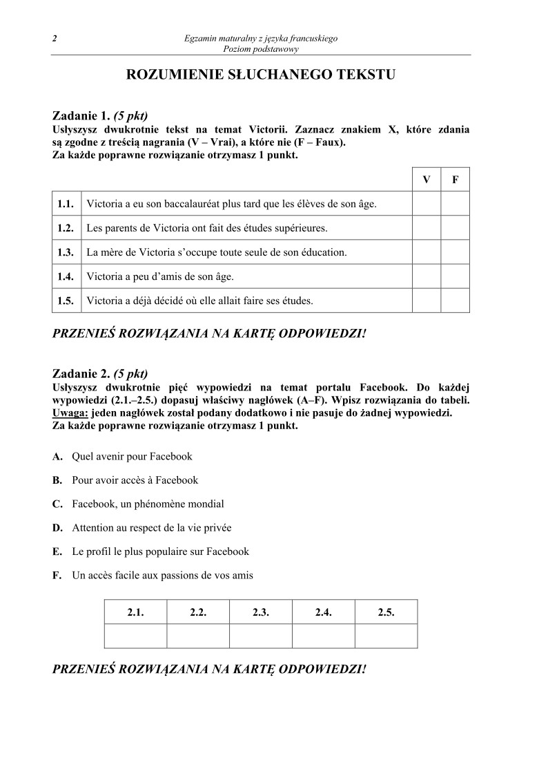 Pytania - język francuski, p. podstawowy - matura 2013-strona-02