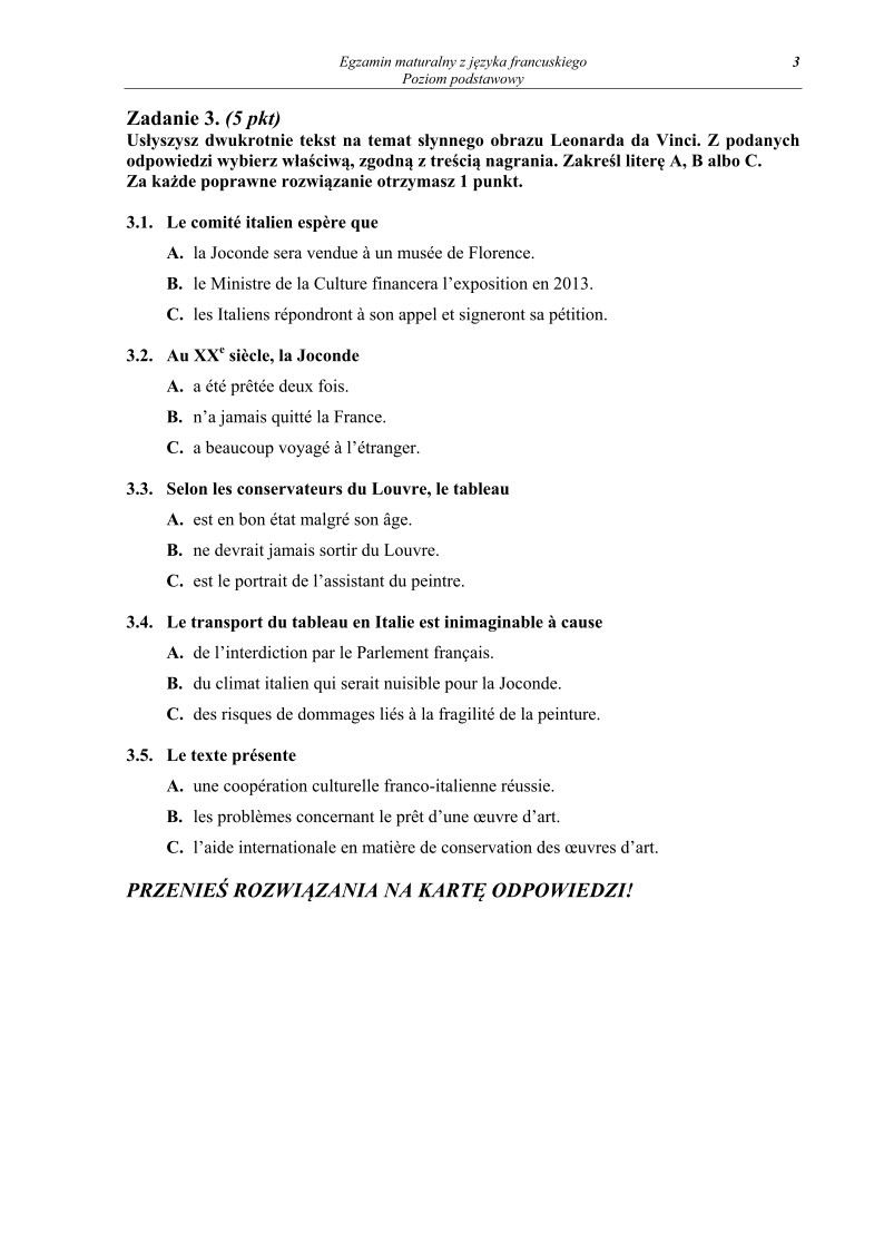 Pytania - język francuski, p. podstawowy - matura 2013-strona-03