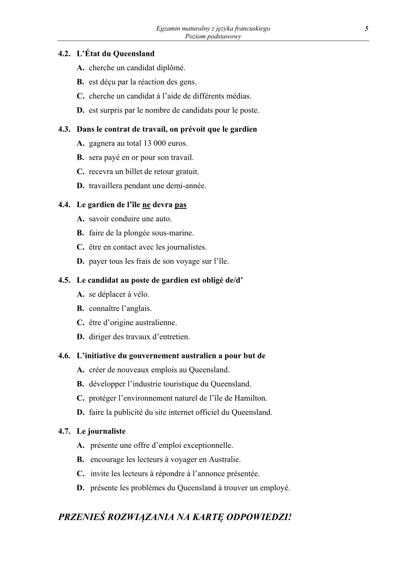Pytania - język francuski, p. podstawowy - matura 2013-strona-05
