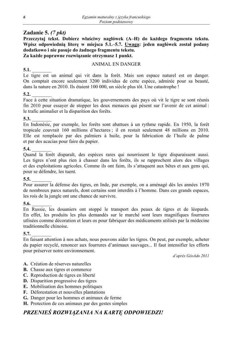 Pytania - język francuski, p. podstawowy - matura 2013-strona-06