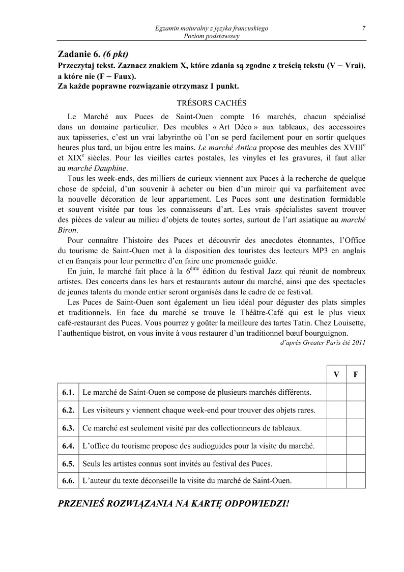 Pytania - język francuski, p. podstawowy - matura 2013-strona-07