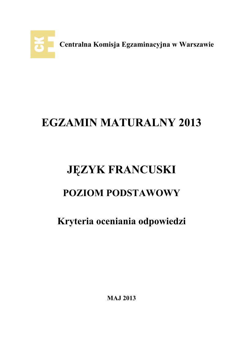 odpowiedzi - j. francuski, p. podstawowy, matura 2013-strona-01