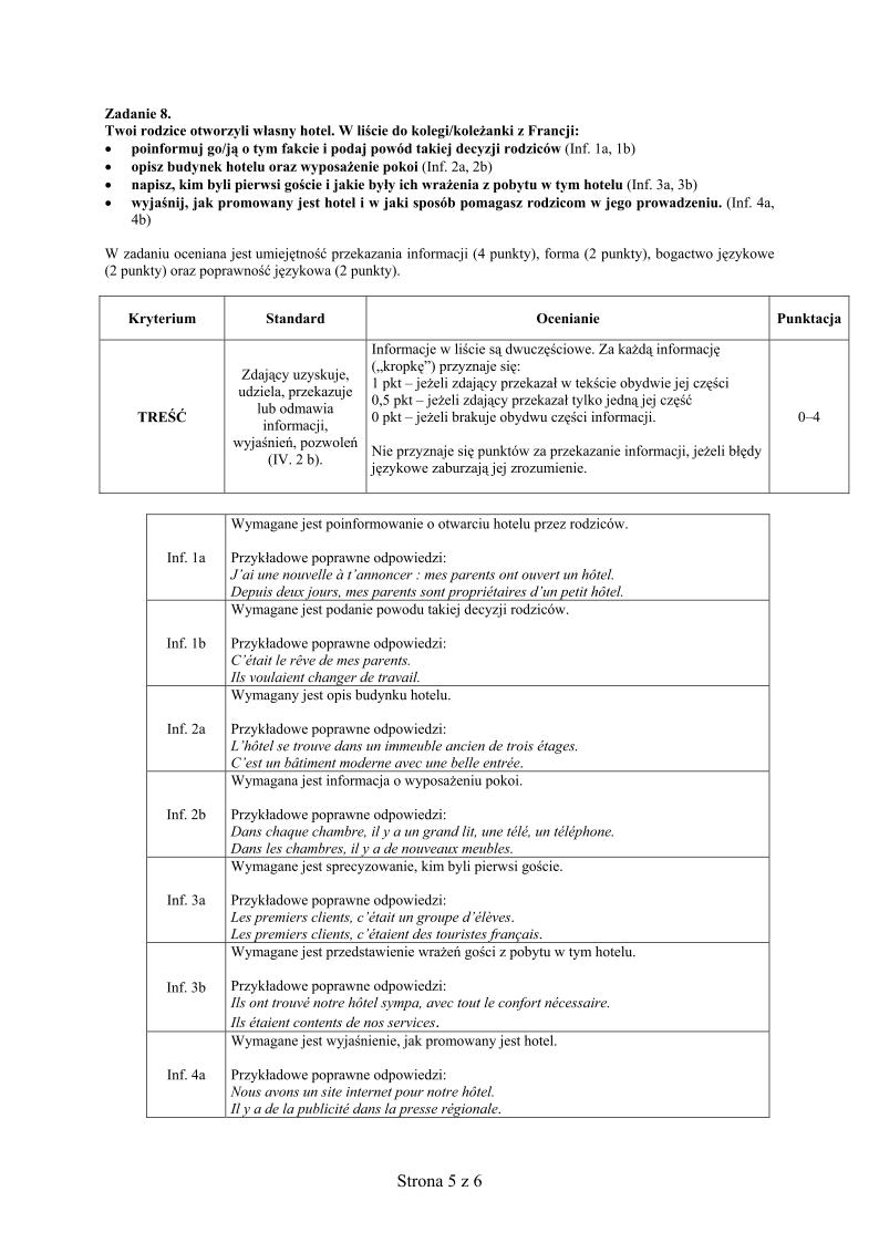 odpowiedzi - j. francuski, p. podstawowy, matura 2013-strona-05