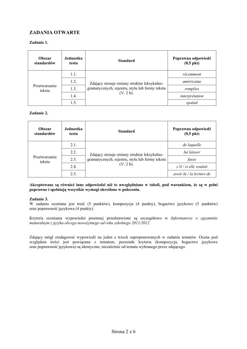 odpowiedzi - j. francuski, p. rozszerzony, matura 2013-strona-02