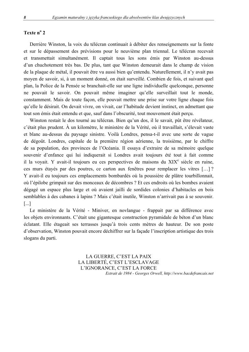 Pytania - język francuski dla absolwentów klas dwujęzycznych - matura 2013-strona-08