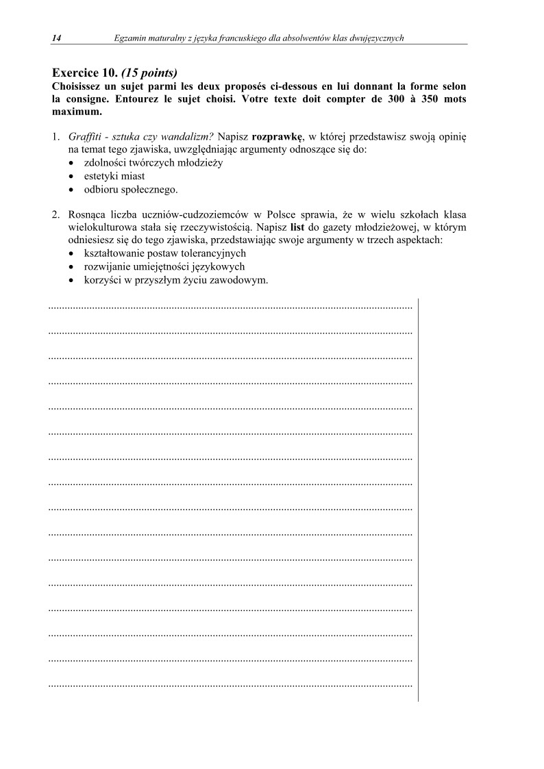 Pytania - język francuski dla absolwentów klas dwujęzycznych - matura 2013-strona-14