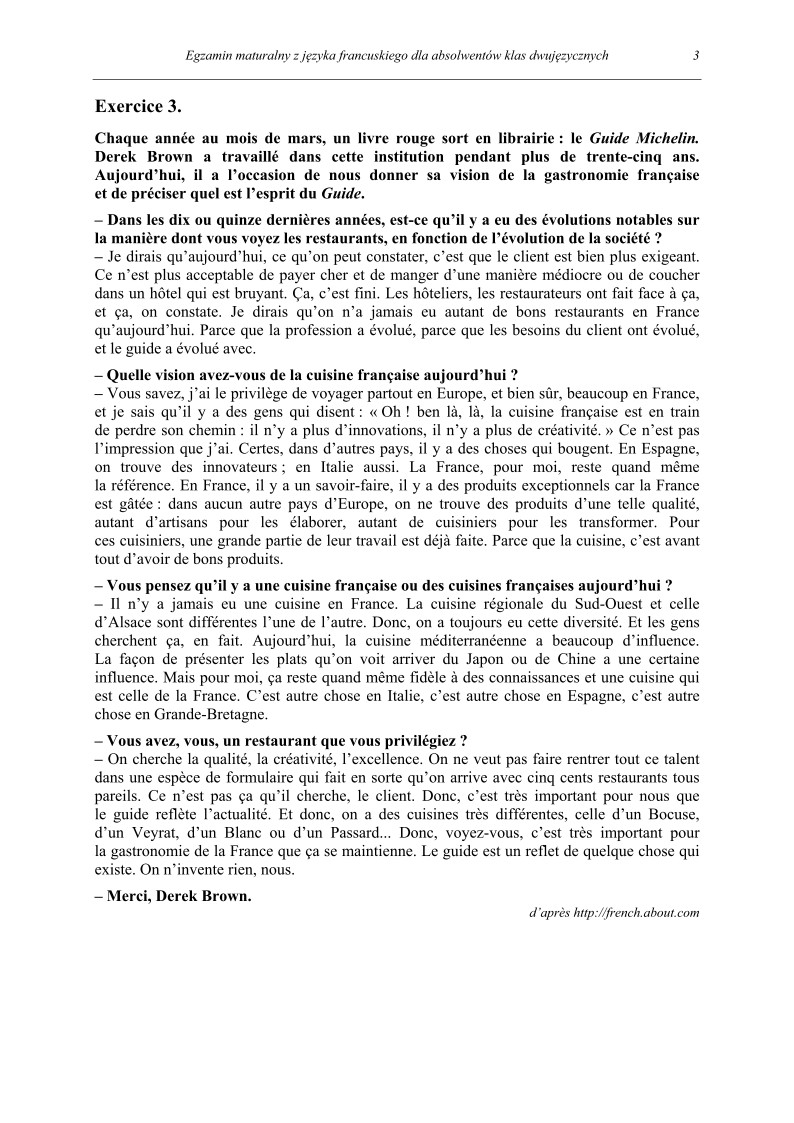 Transkrypcja - język francuski dla absolwentów klas dwujęzycznych - matura 2013-strona-03