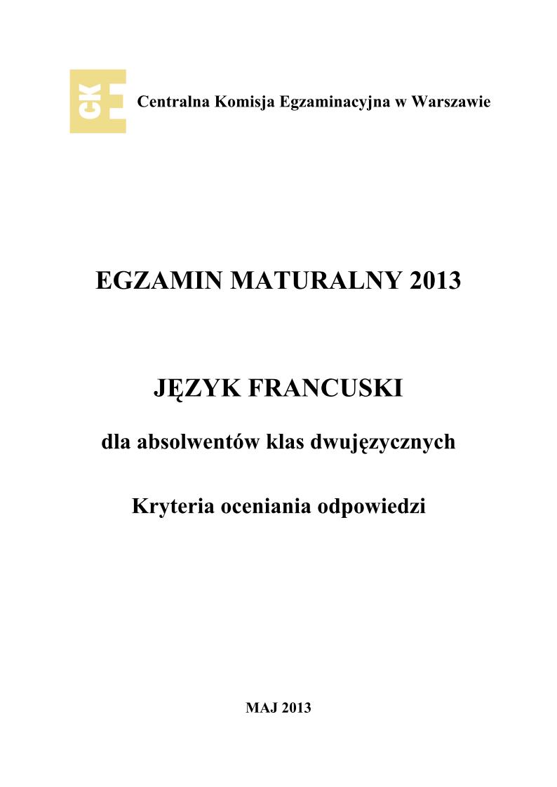 odpowiedzi - j. francuski, dla klas dwujezycznych, matura 2013-strona-01