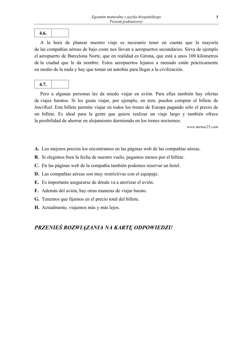 Pytania - język hiszpański, p. podstawowy - matura 2013-strona-05