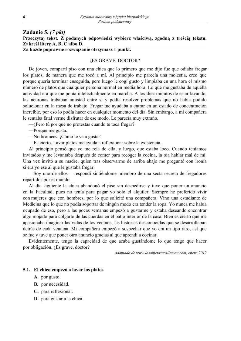 Pytania - język hiszpański, p. podstawowy - matura 2013-strona-06