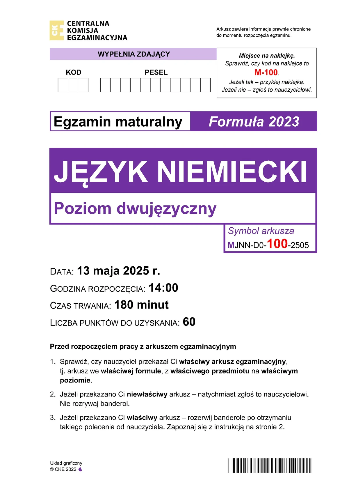 arkusz - niemiecki dwujęzyczny - matura 2025 - maj - 0001