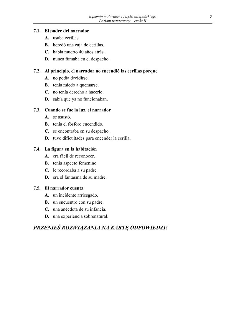 Pytania - język hiszpański, p. rozszerzony, cz. II - matura 2013-strona-05