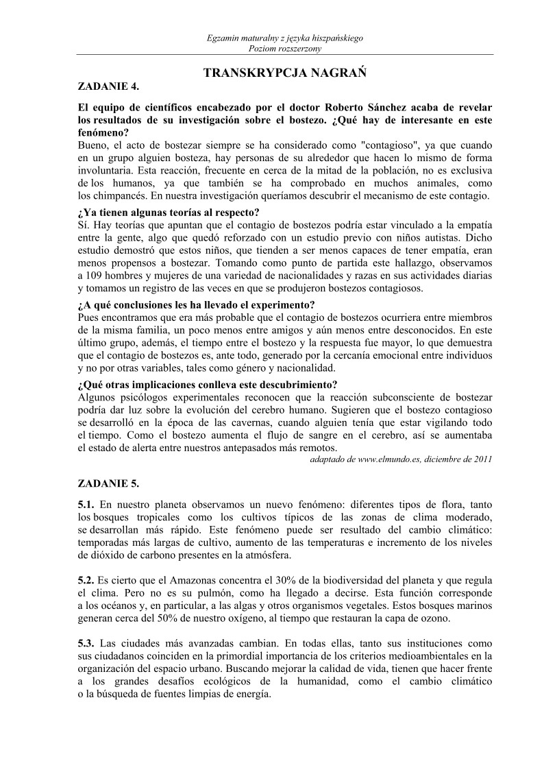 Transkrypcja - język hiszpański, p. rozszerzony - matura 2013-strona-01