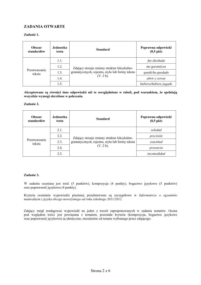 odpowiedzi - j. hiszpanski, p. rozszerzony, matura 2013-strona-02