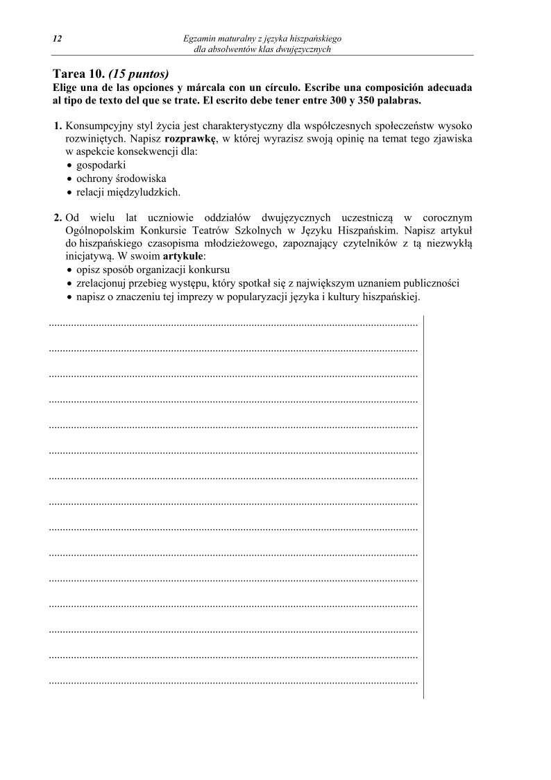 Pytania - język hiszpański dla absolwentów klas dwujęzycznych - matura 2013-strona-12