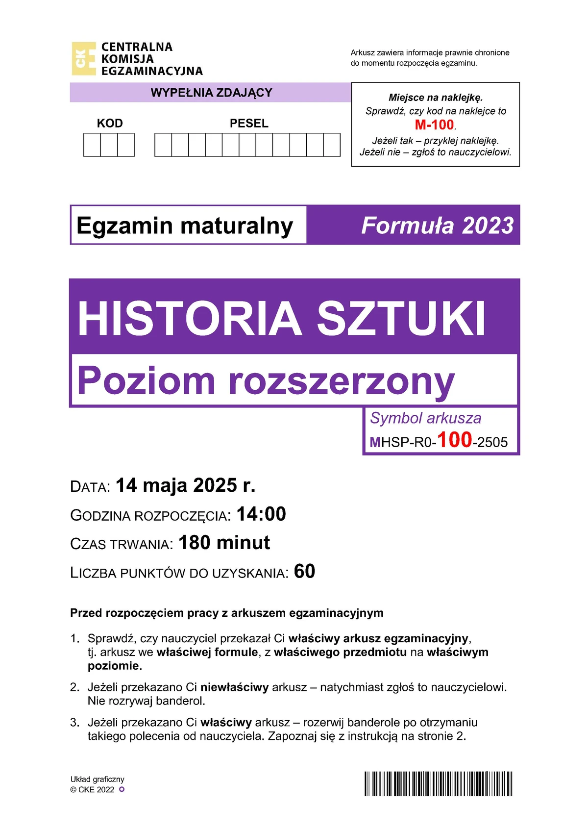 arkusz - Historia sztuki rozszerzony - matura 2025 - maj - 0001