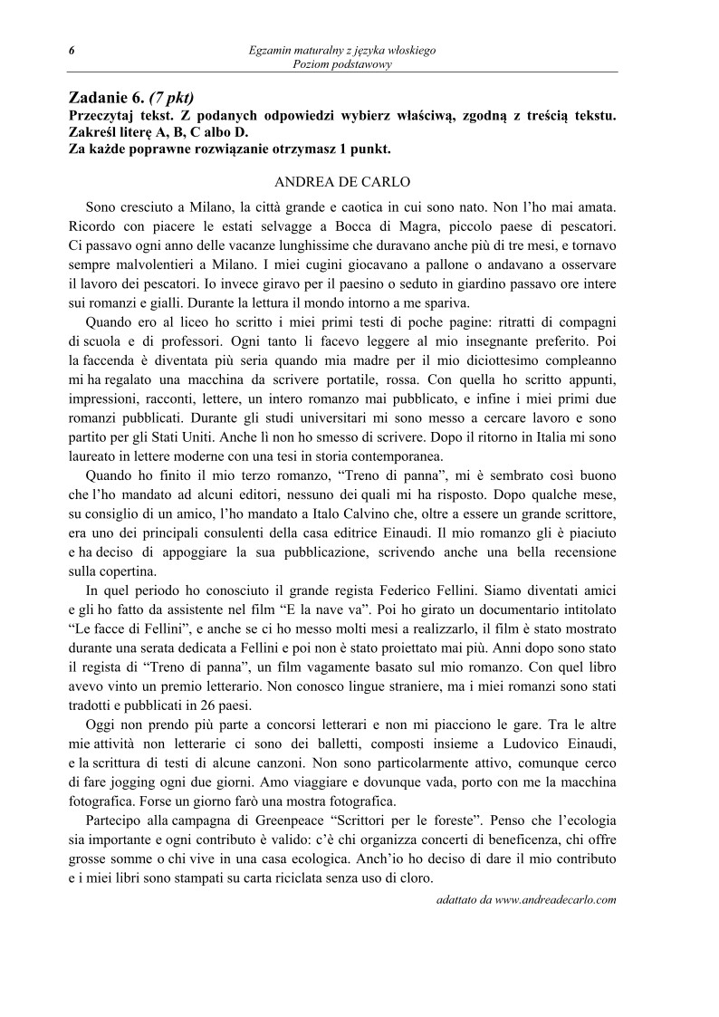 Pytania - język włoski, p. podstawowy - matura 2013-strona-06