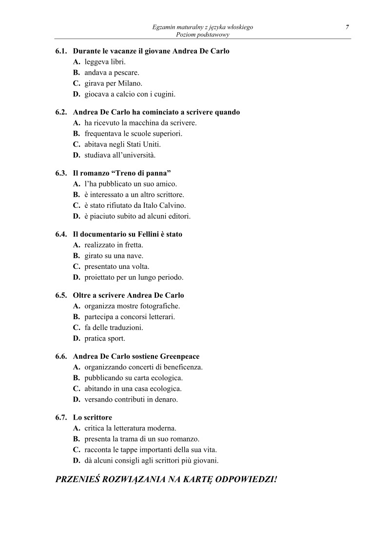 Pytania - język włoski, p. podstawowy - matura 2013-strona-07