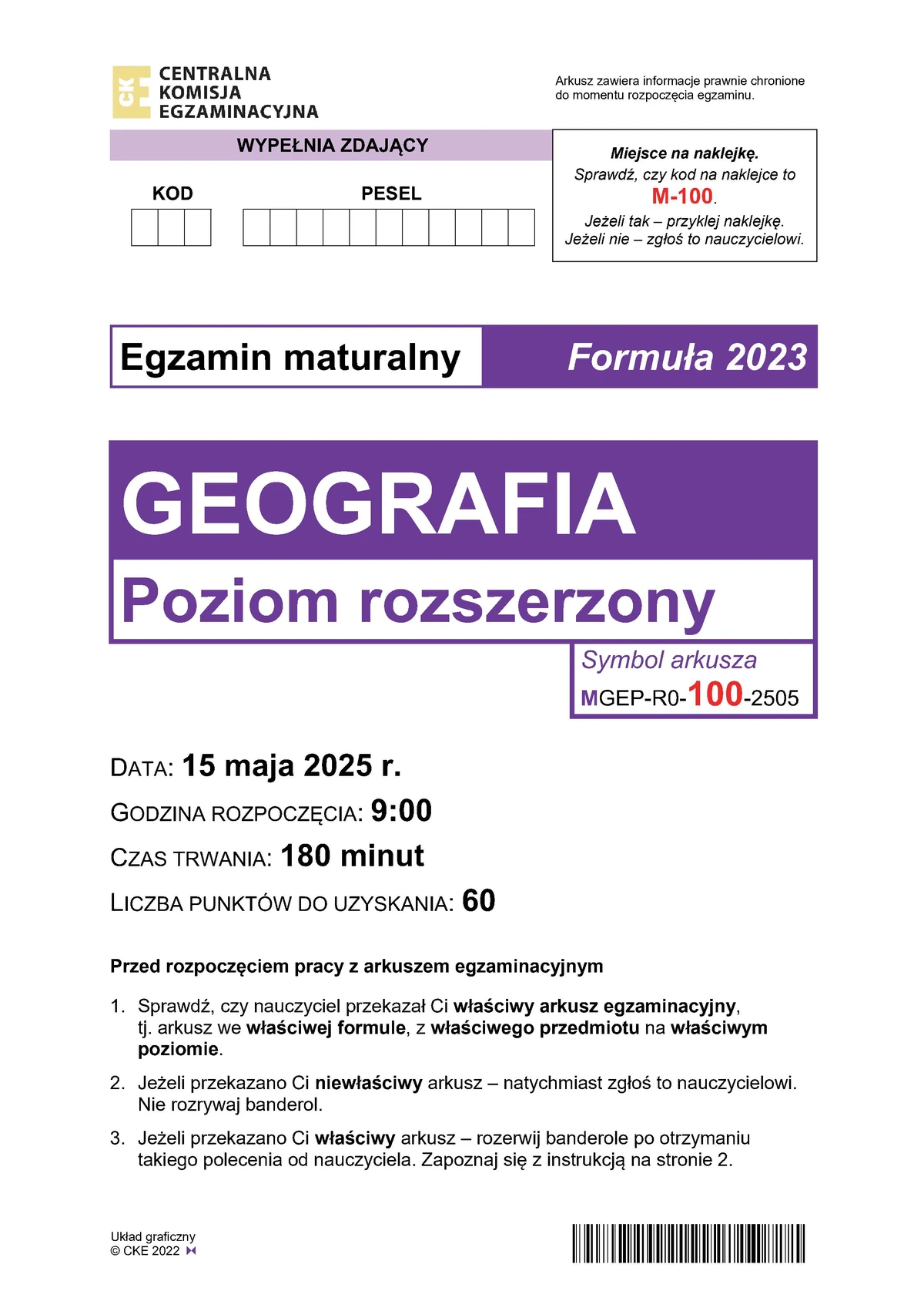 arkusz - geografia rozszerzony - matura 2025 - maj - 0001