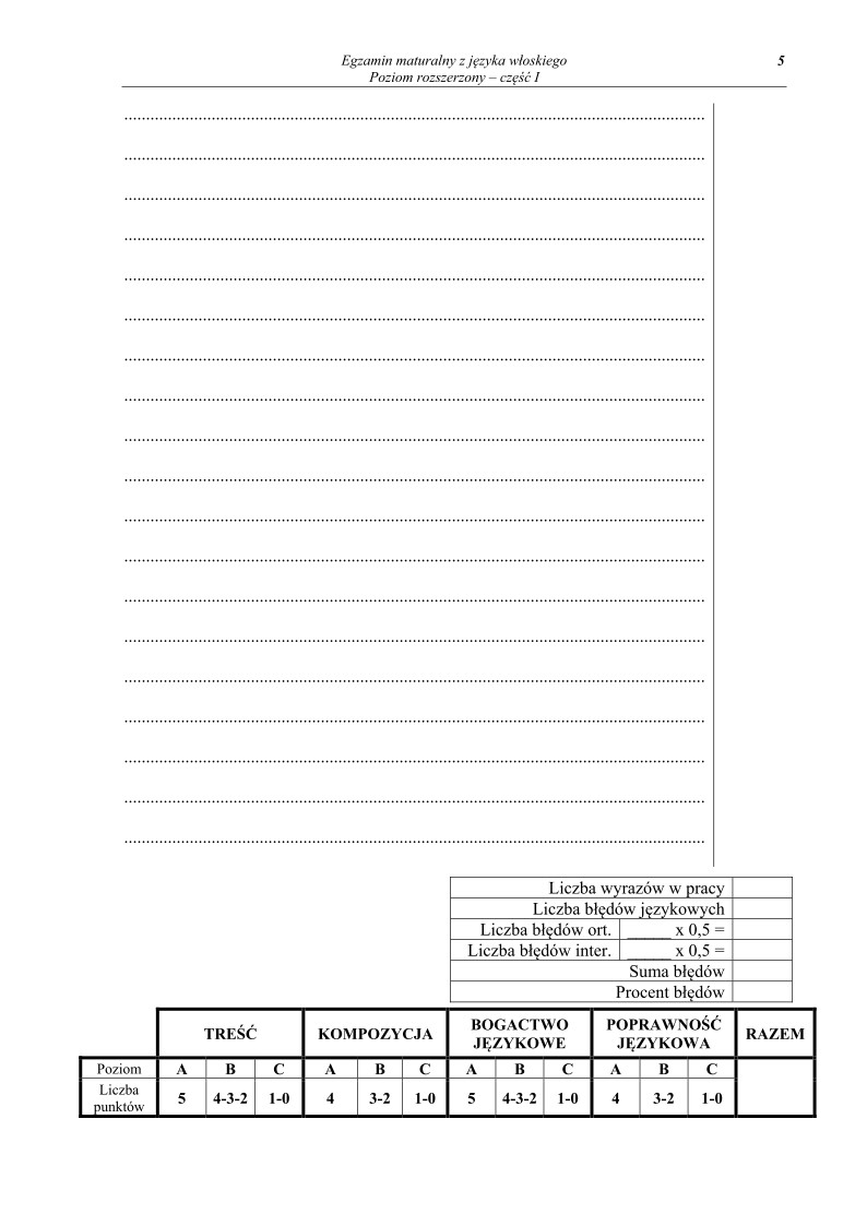Pytania - język włoski, p. rozszerzony, część I - matura 2013-strona-05