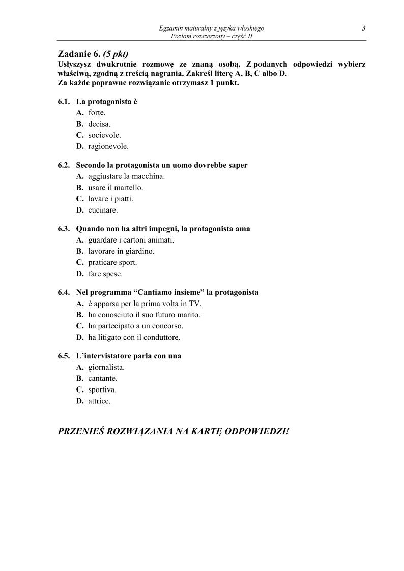 Pytania - język włoski, p. rozszerzony, część II - matura 2013-strona-03