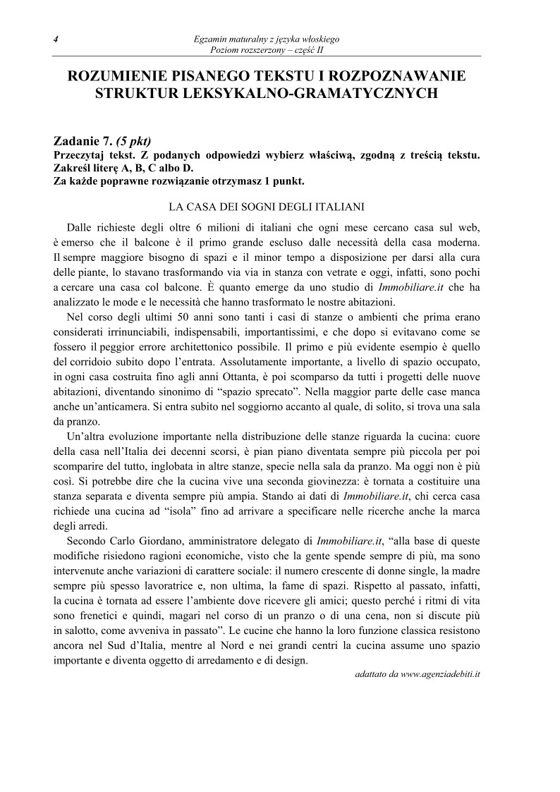 Pytania - język włoski, p. rozszerzony, część II - matura 2013-strona-04