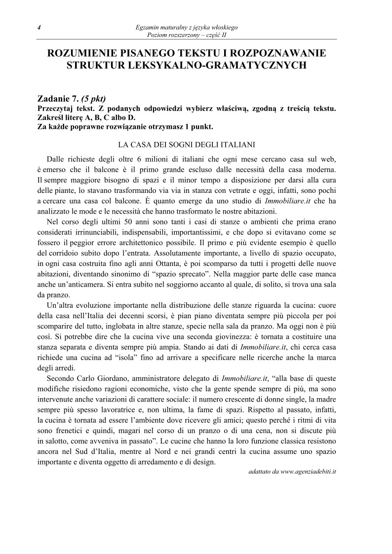 Pytania - język włoski, p. rozszerzony, część II - matura 2013-strona-04