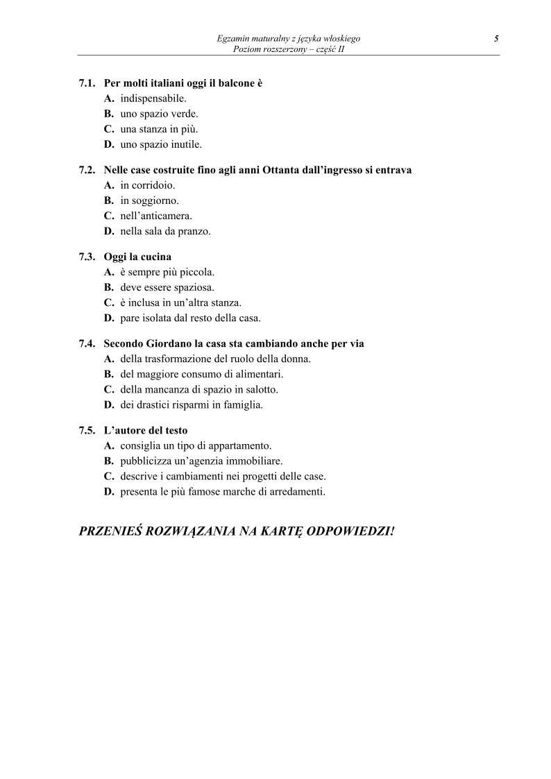 Pytania - język włoski, p. rozszerzony, część II - matura 2013-strona-05