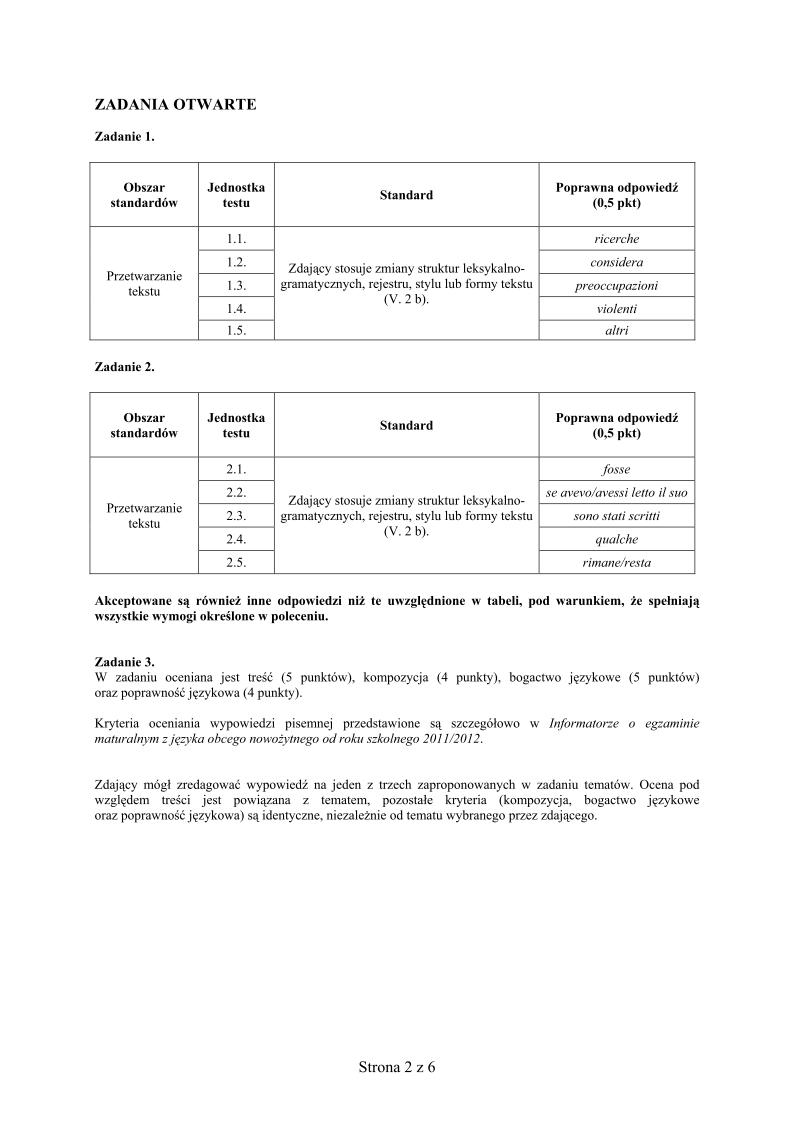 odpowiedzi - j. wloski, p. rozszerzony, matura 2013-strona-02