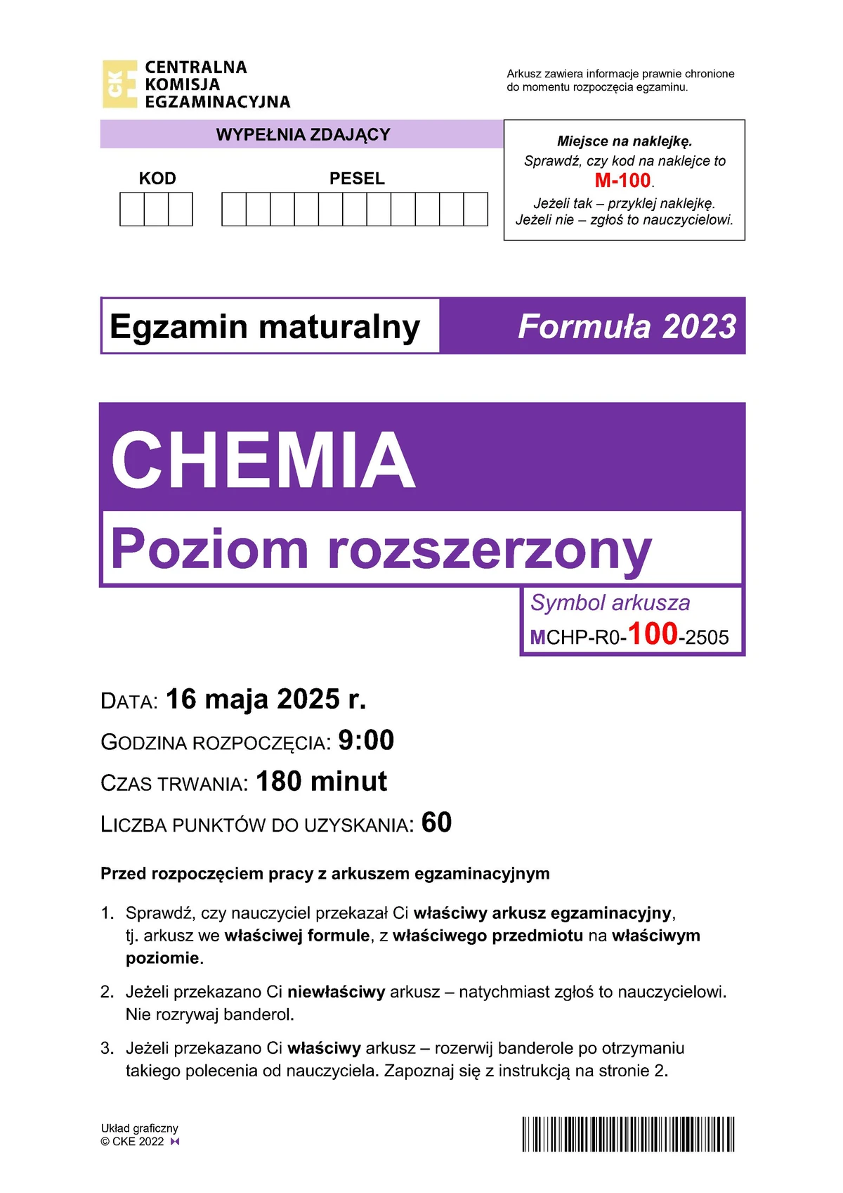 arkusz - chemia rozszerzony - matura 2025 - maj - 0001