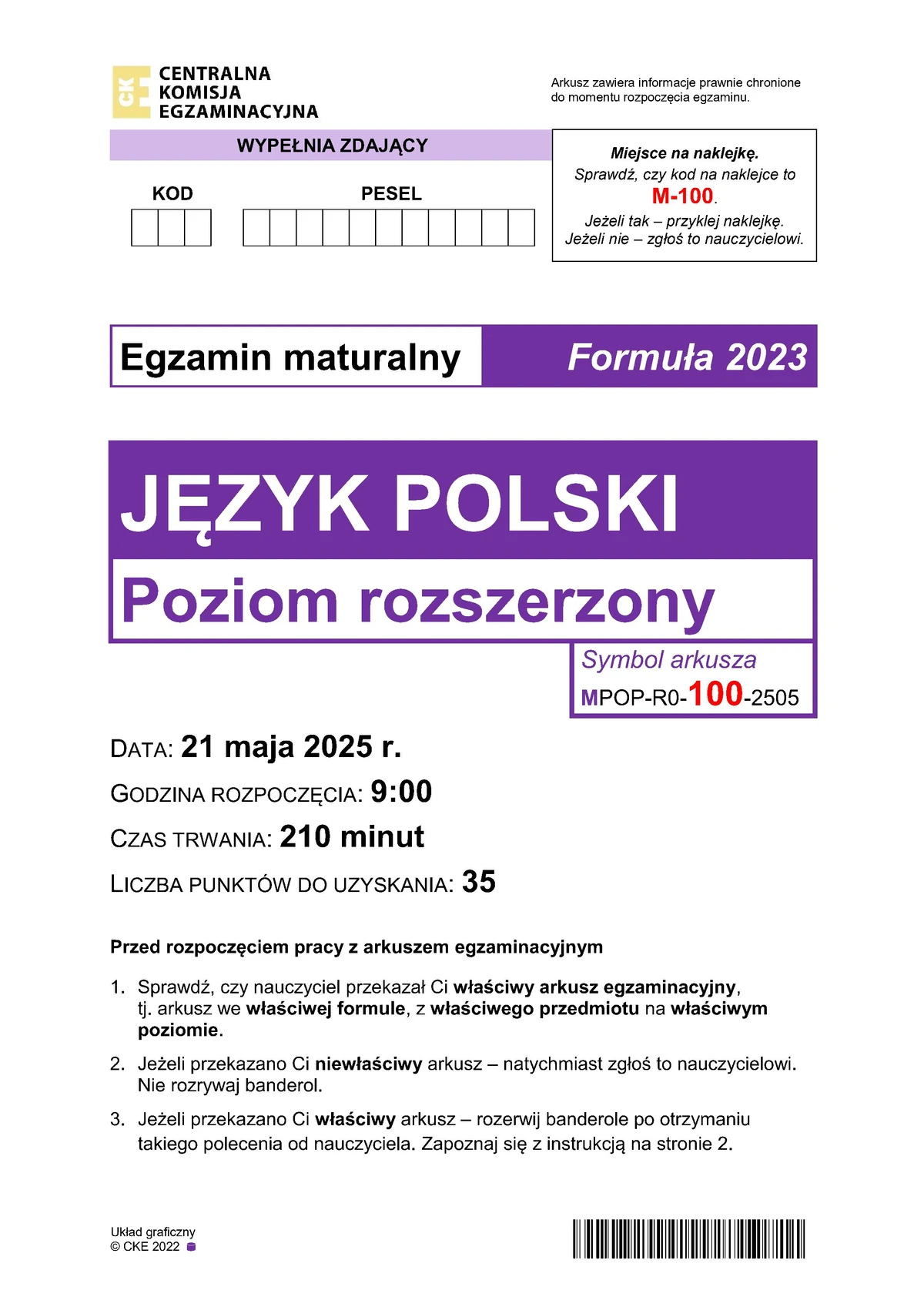 arkusz - polski rozszerzony - matura 2025 - maj - 0001