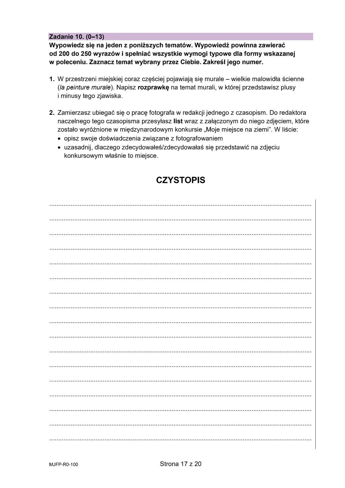 arkusz - francuski rozszerzony - matura 2025 - maj - 0017