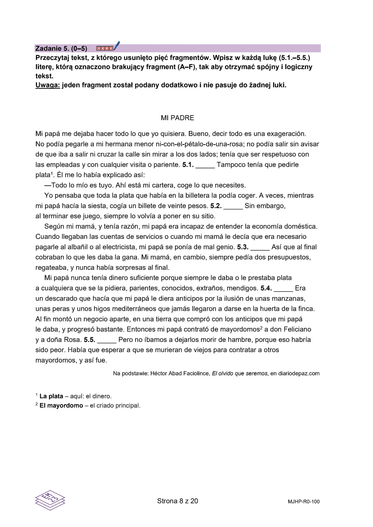 arkusz - hiszpański rozszerzony - matura 2025 - maj - 0008