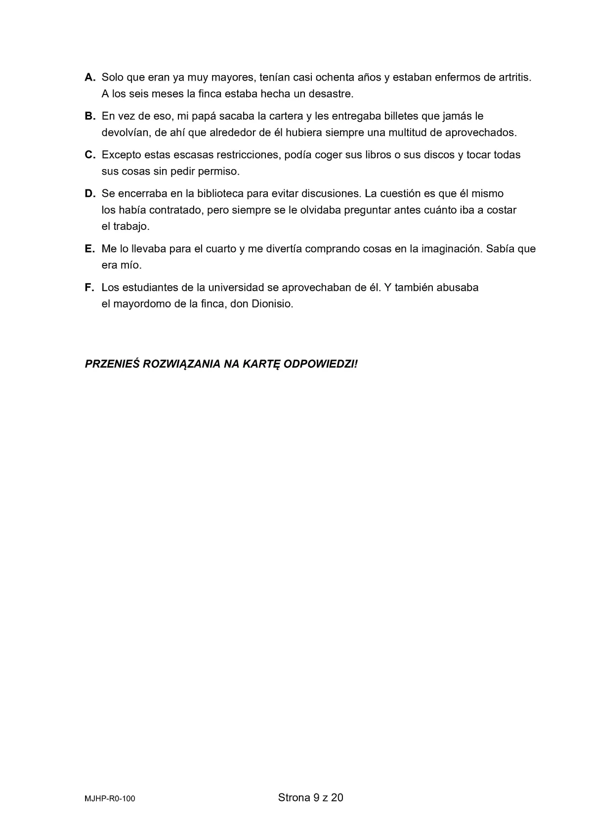 arkusz - hiszpański rozszerzony - matura 2025 - maj - 0009