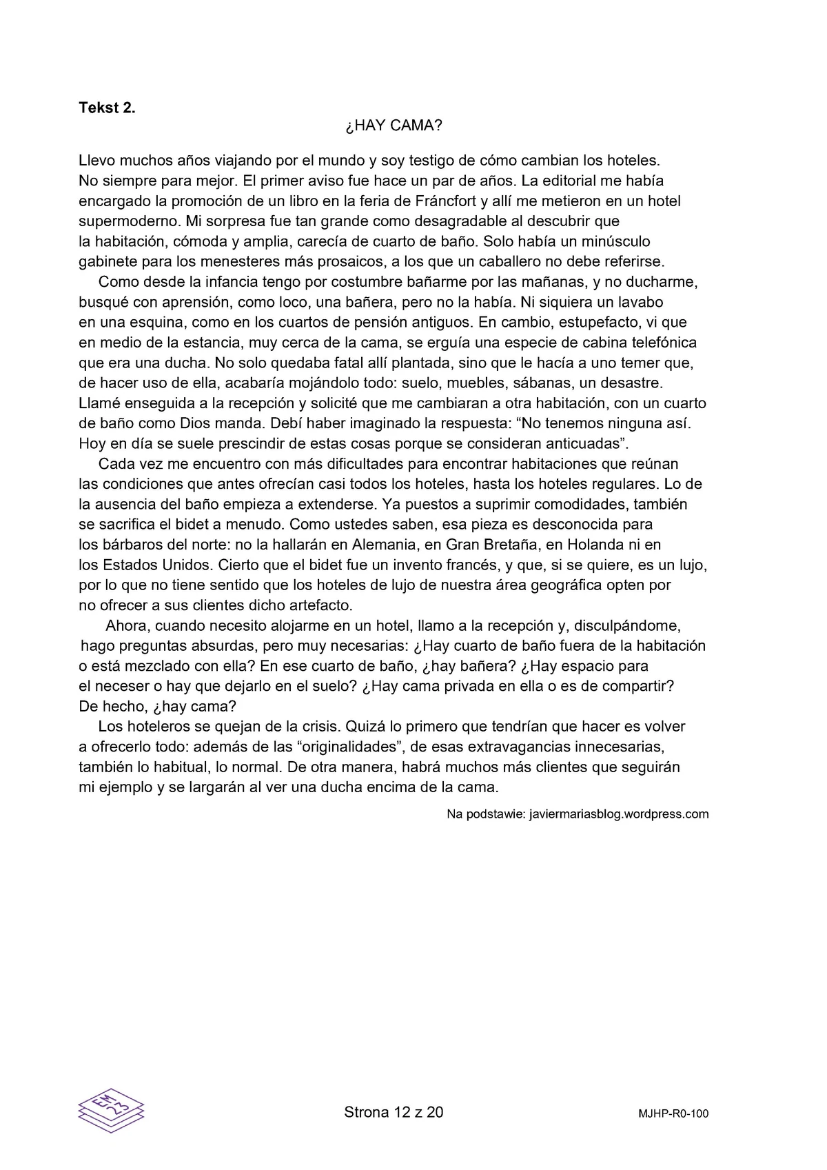 arkusz - hiszpański rozszerzony - matura 2025 - maj - 0012