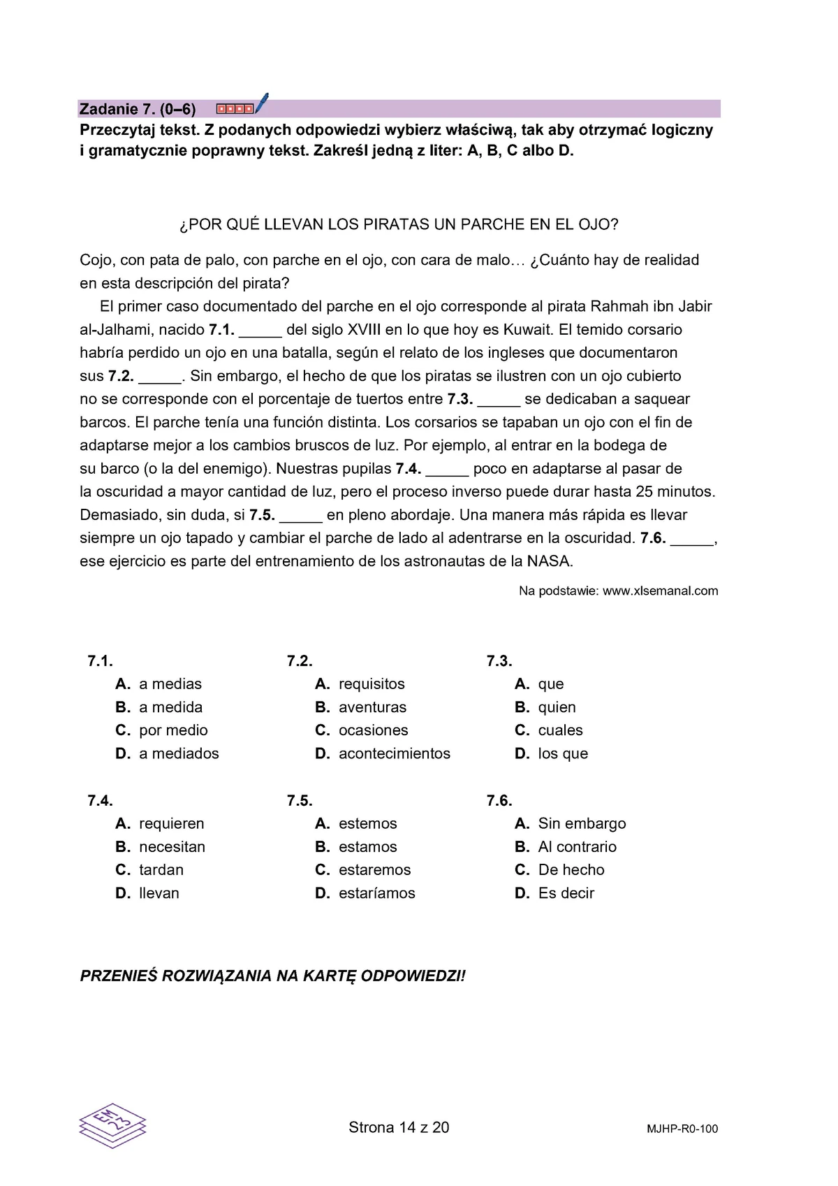 arkusz - hiszpański rozszerzony - matura 2025 - maj - 0014