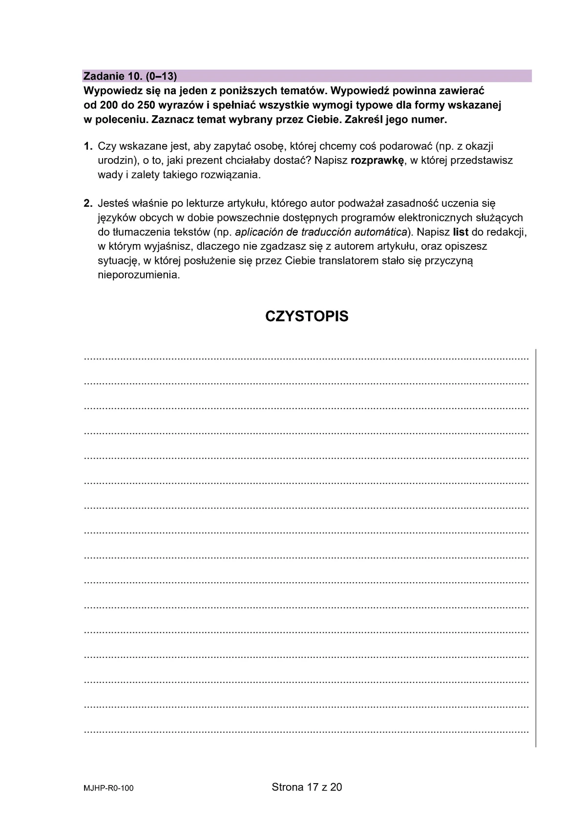 arkusz - hiszpański rozszerzony - matura 2025 - maj - 0017