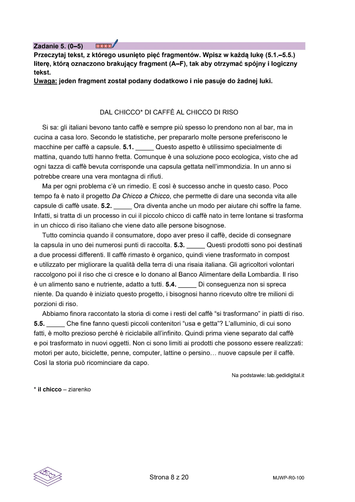 arkusz - włoski rozszerzony - matura 2025 - maj - 0008