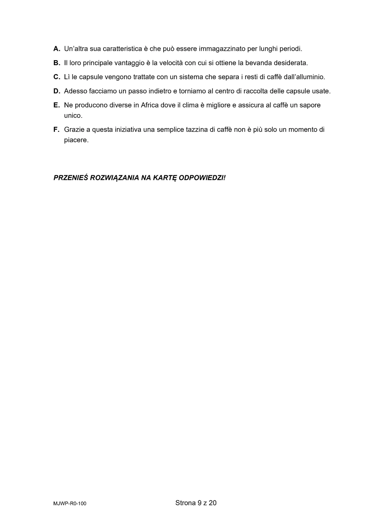 arkusz - włoski rozszerzony - matura 2025 - maj - 0009