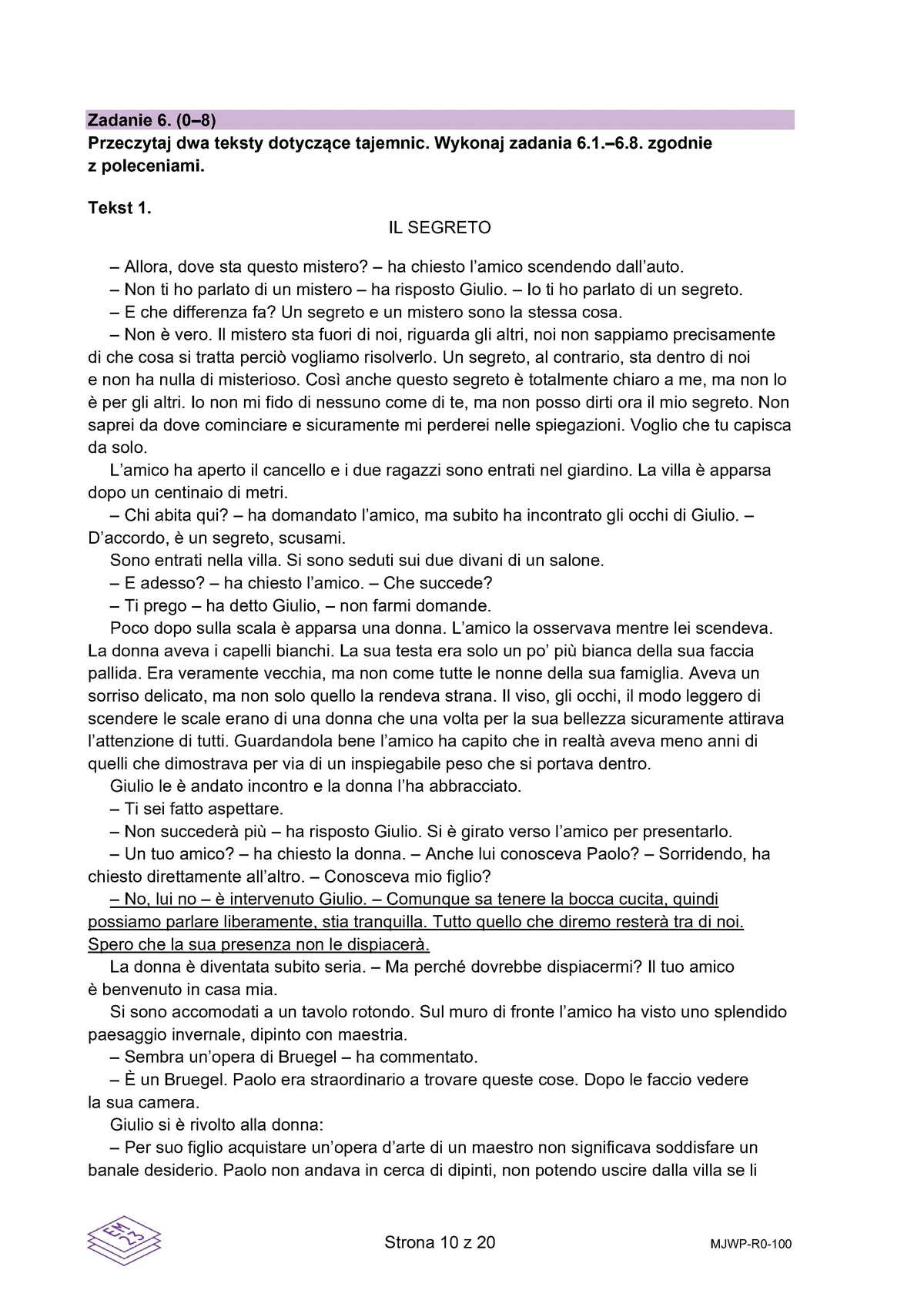 arkusz - włoski rozszerzony - matura 2025 - maj - 0010